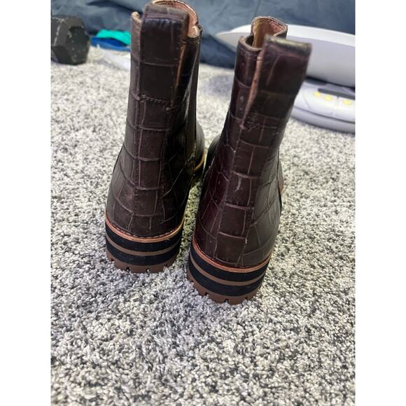 Madewell The Ivy Chelsea Boot Croc Embossed Leather Women’s 7.5‎ Lug Sole Brown - Picture 5 of 12
